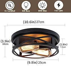 Jasopaco 2-Light Flush Mount Ceiling Light Fixtures