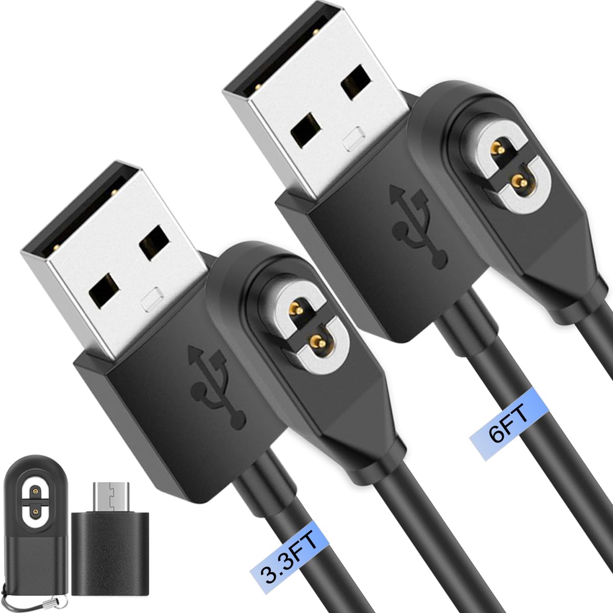 Xiatiaosann 2 Pack Charger for Shokz for AfterShokz Aeropex AS800/OpenRun Pro/OpenRun/OpenRun Mini/OpenComm Bone Conduction, Headphones Magnetic Charging Cable, with Replacement USB C Charger Adapter