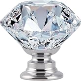 FENSING 12 Pcs 30MM Crystal Clear Cabinet Knobs Silver Diamond Knobs for Dresser Drawers-Glass Dresser Handles(Clear)