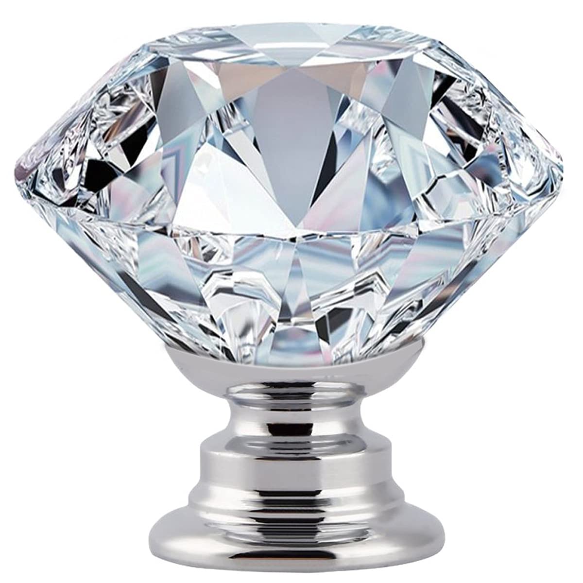 Photo 1 of FENSING 12 Pcs 30MM Crystal Clear Cabinet Knobs Silver Diamond Knobs for Dresser Drawers-Glass Dresser Handles(Clear)