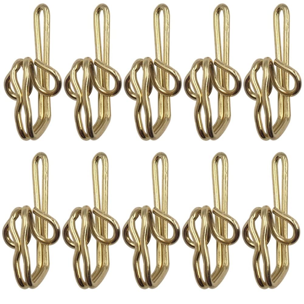 kuou 100 Pieces Metal Curtain Hooks, Drapery Hooks, Metal Curtain Header Tape (Gold)