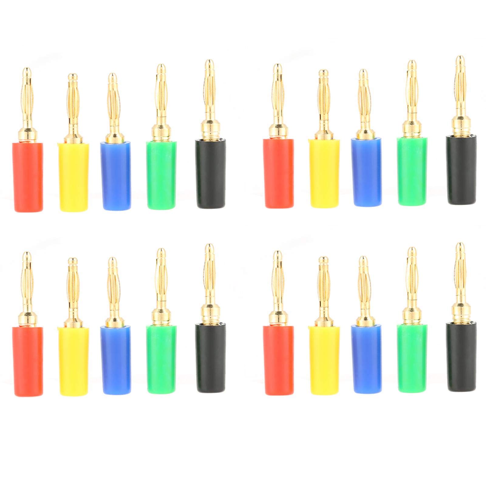 Gonnely Banana Plug 20 Pcs/set 2mm Mixed Colors Banana Plug Jack Test Probes Connector For Amplifier