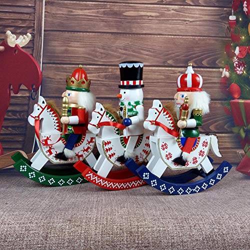 12 inch Wooden Nutcracker Rocking Horse,Decorative Christmas Nutcracker Crafts Ornaments Shelf or Table Decor - Thumbnail 5