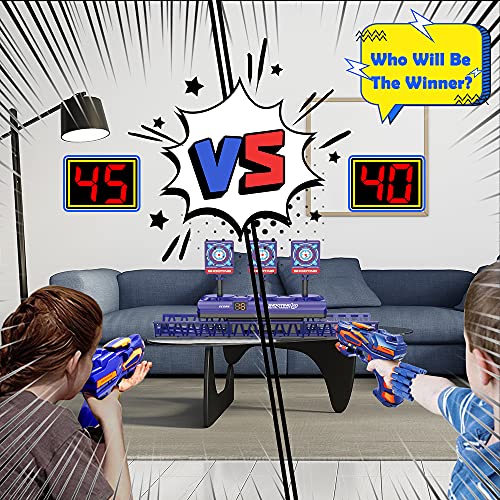 Bersaglio Elettrico Mobile per Nerf con Pistole Giocattolo, 40 Dardi Proiettili e Polsino, Ripristino Automatico Digitale Punteggio Target con Luce Suono, Regalo per Ragazzo Ragazza da 5-12 Anni