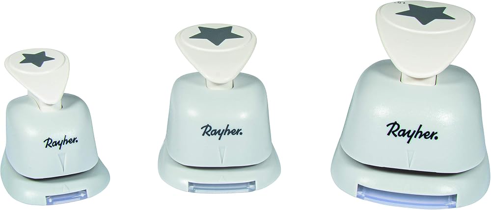 Rayher Paper Craft Punch Set Star Design 3 Lever Punches Large 3.81cm