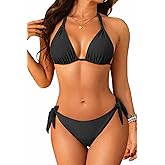 Women Halter Bikini Set - Two Piece Triangle Swimsuit Tie Bathing Suit 2025 Cute Swimwear