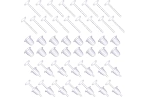 SAVITA 100pcs Clear Earrings, Plastic Transparent Earrings Replacements Clear Ear Pins and Earring Backs for Men Women DIY Su