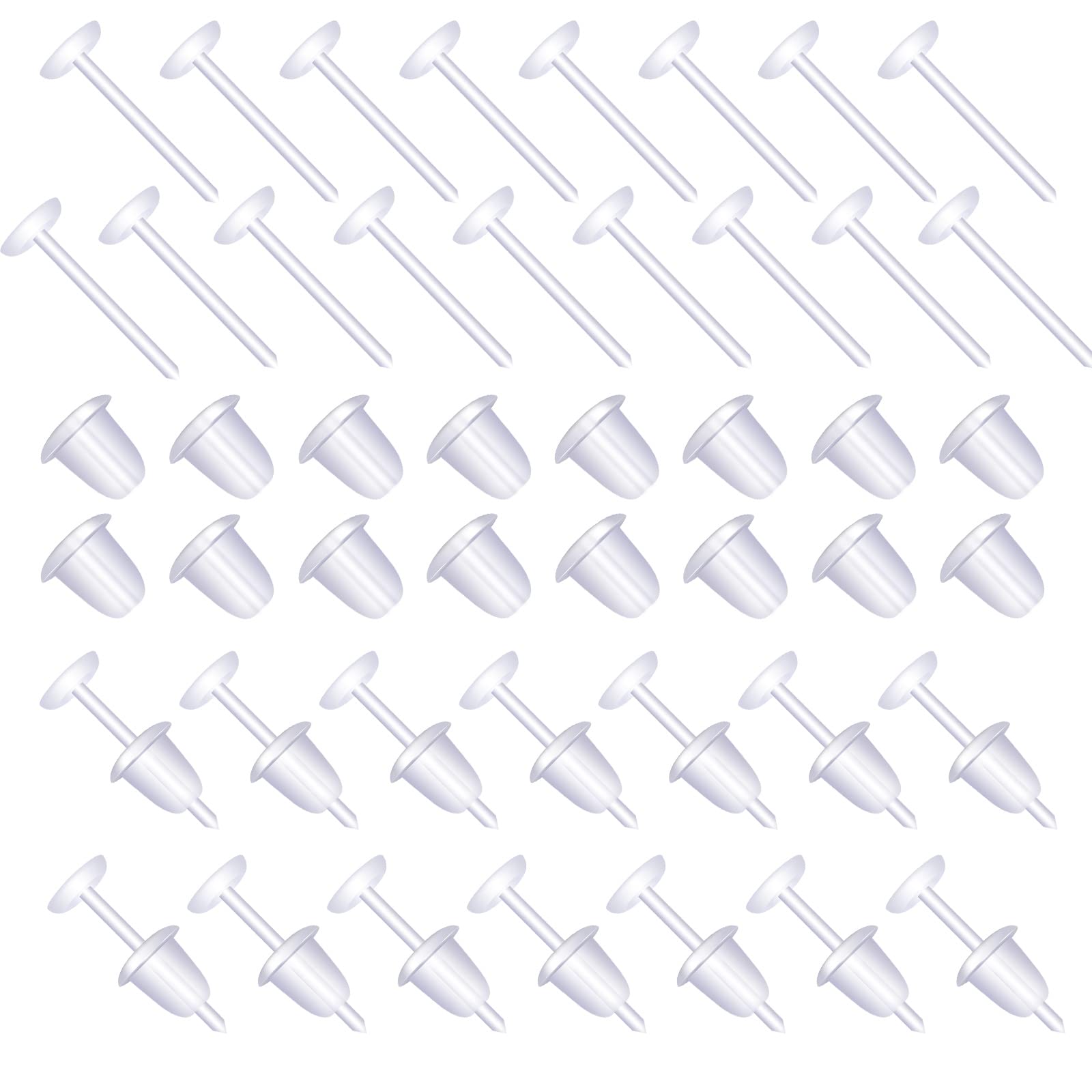 SAVITA 100pcs Clear Earrings, Plastic Transparent Earrings Replacements Clear Ear Pins and Earring Backs for Men Women DIY Supplies, 3mm(50 Pairs)