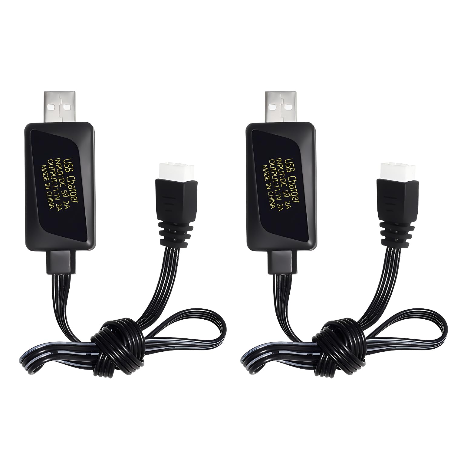 AMZZN 2PCS 3S 11.1V 2A USB Charger for Remote Control Cars, Ships, Drones, Air Guns, and RC Toys 11.1V Battery USB Charging Cable