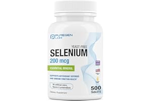 P PUREGEN LABS Puregen Labs Selenium 200 mcg Yeast Free Essential Mineral - 500 Vegetarian Tablets | Immune & Antioxidant Support | Non-GMO, Gluten Free, Made in USA