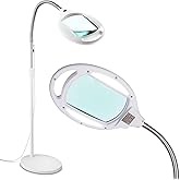 Brightech LightView Pro Magnifying Glass with Light and Stand, Magnifying Floor Lamp with Sturdy Weighted Base for Facials, Lash Estheticians, Bright LED Work Light for Sewing, Crafts