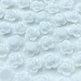 LIMAOLLY 200pcs Acrylic Rose Flower Beads Candy Color Flat Back Spacer Beads Loose Pastel Colorful Decor for DIY Crafts Jewelry Making Bracelet Necklace Earrings(White)