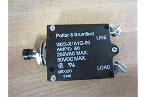 TE CONNECTIVITY / POTTER & BRUMFIELD TE CONNECTIVITY/POTTER & BRUMFIELD W23-X1A1G-50 Circuit Breaker, Thermal, 1P, 250V, 50A