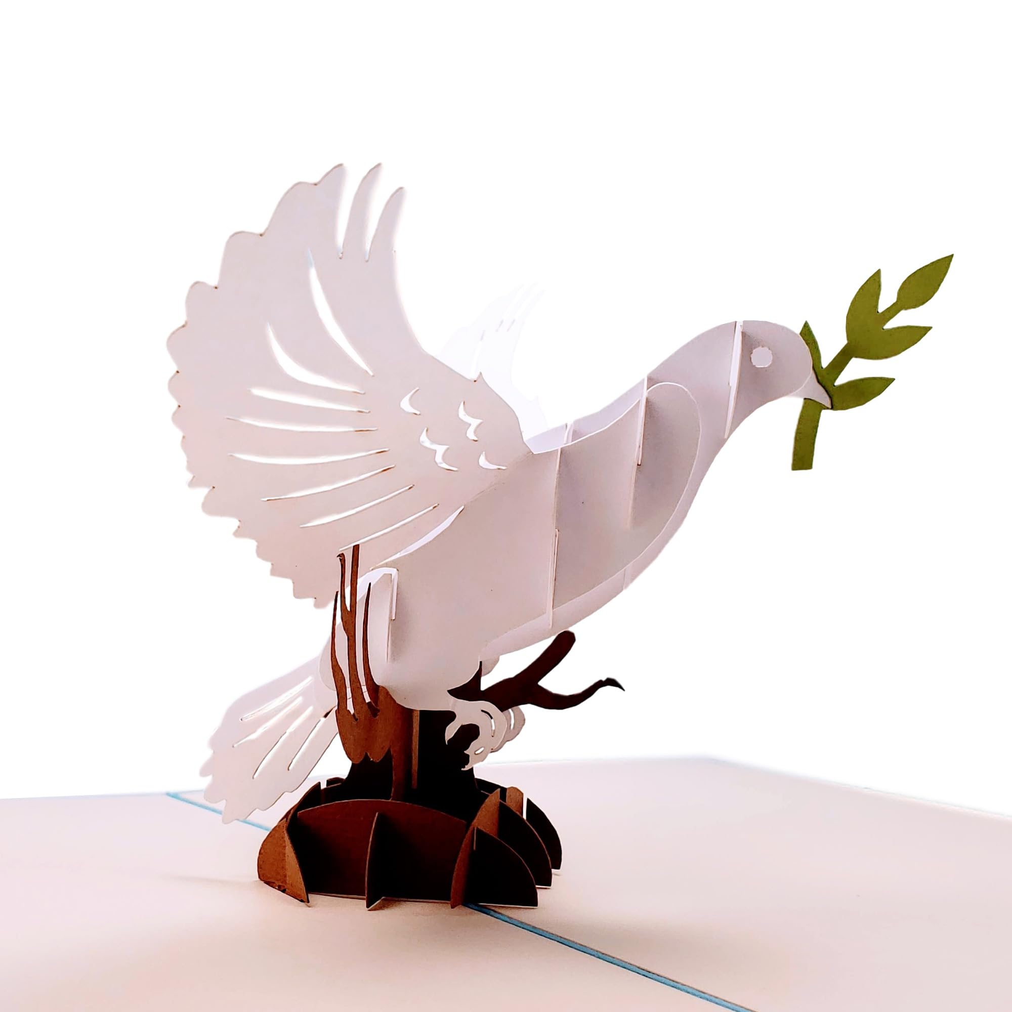 iGifts And Cards Inspirational White Dove with Olive Branch 3D Pop Up Greeting Card - Peace, Religious, Faith, Christian, Priest Ordination, Wedding, Confirmation, First Communion, Sympathy, Get Well