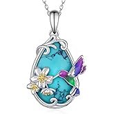 Zunxinsan Hummingbird Necklace S925 Sterling Silver Hummingbird Gifts Cute Animals Jewelry Gifts for Women