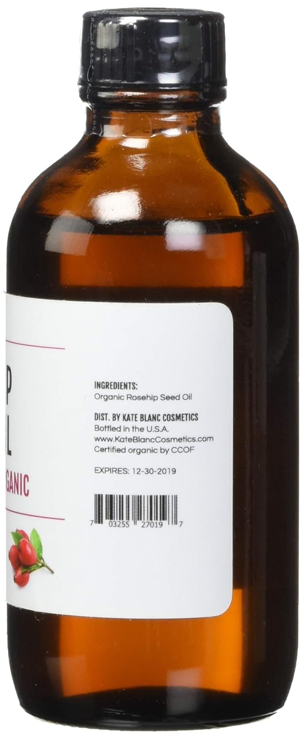 Rosehip Seed Oil by Kate Blanc. USDA Certified Organic, 100% Pure, Cold Pressed, Unrefined. Reduce Acne Scars. Essential Oil for Face, Nails, Hair, Skin. Therapeutic AAA+ Grade. (1 fl oz): Beauty