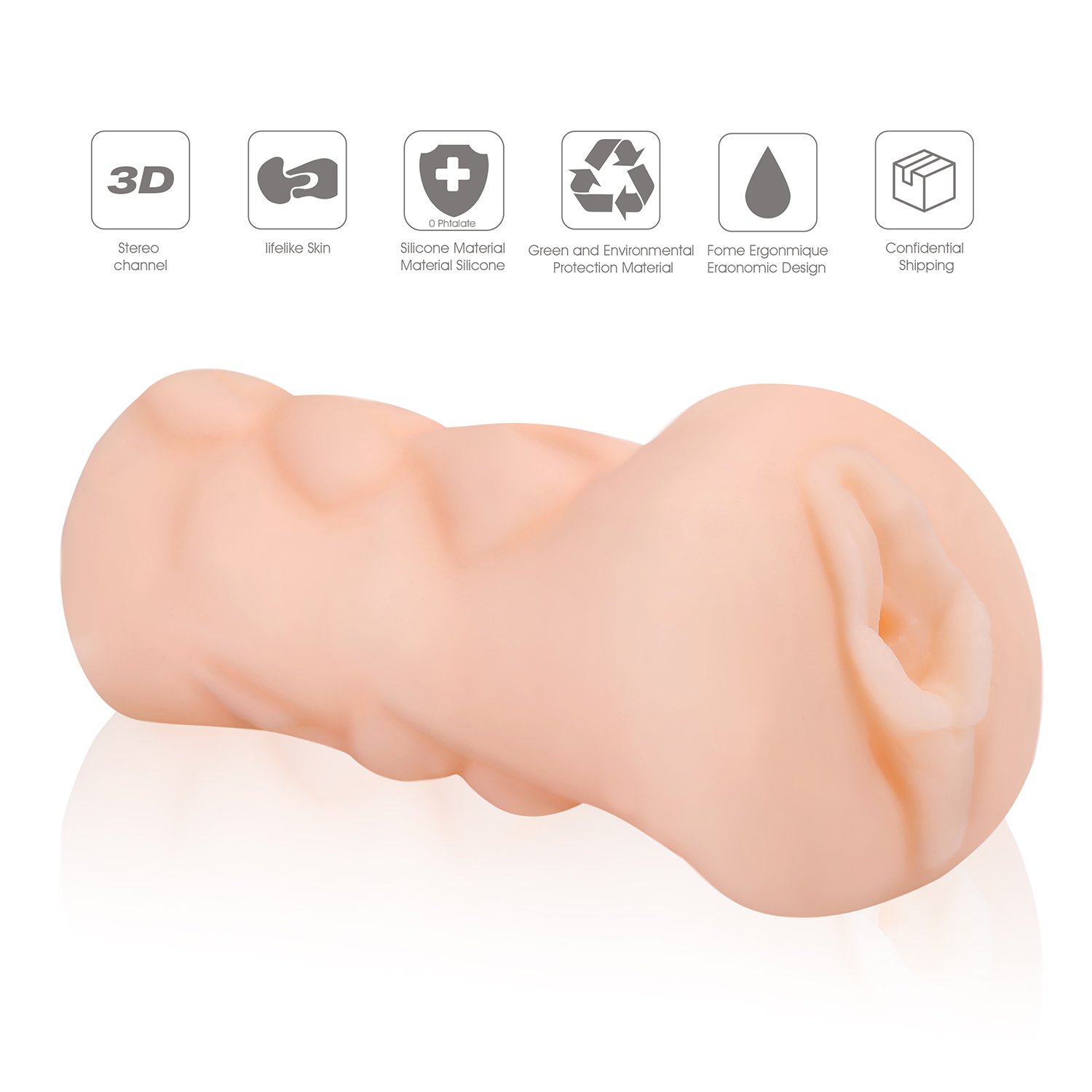 Loveryoyo Amor Productos Adultos para Masturbación Masculina Vaginal Simulación 3D de la Silicona,Color Carne