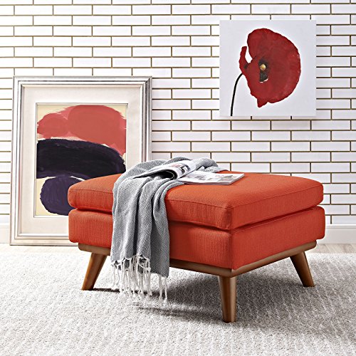 Modway EEI-1797-ATO Engage Mid-Century Modern Upholstered Fabric Ottoman Atomic Red Orange
