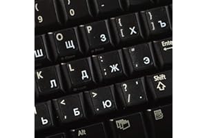 4KEYBOARD Russian Cyrillic Keyboard Decals ON Transparent Background with Blue, Black, Green, RED, White, Orange OR Yellow Lettering (White)