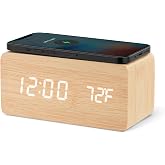 Linsar Digital Alarm Clock (Light Wood Grain)