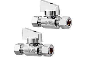 Minimprover 2 Pack Premium Brass 1/4" Compression x 1/4" Compression Angle Valve Quarter Turn Water Straight Angle Valve