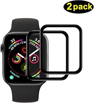 POOPHUNS Protection Écran pour Apple Watch Series 5/Series 4 44mm, [2  Pièces] Full Coverage Haut Définition Film Protection en Verre Trempé Écran  Protecteur-Noir: Amazon.fr: High-tech