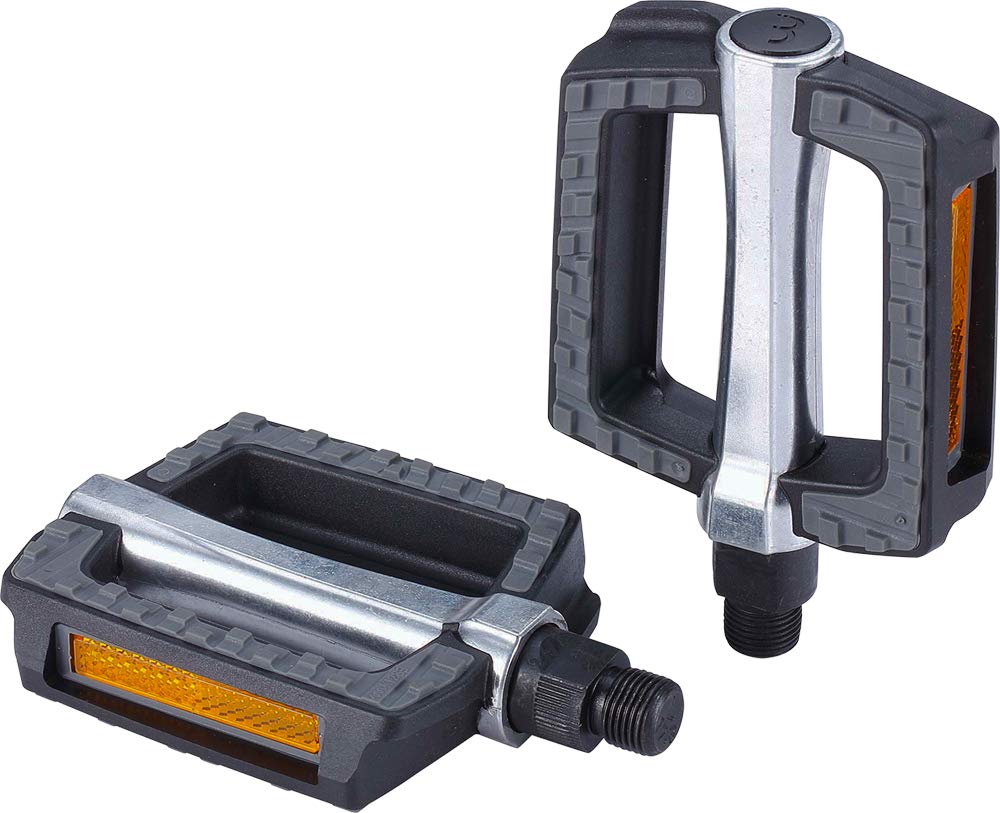 Bbb Cycling City Bike SteadyRest Flat Pedals Classic Look Non-Slip Rubber Reflectors Boron Steel Axle, Black, One Size