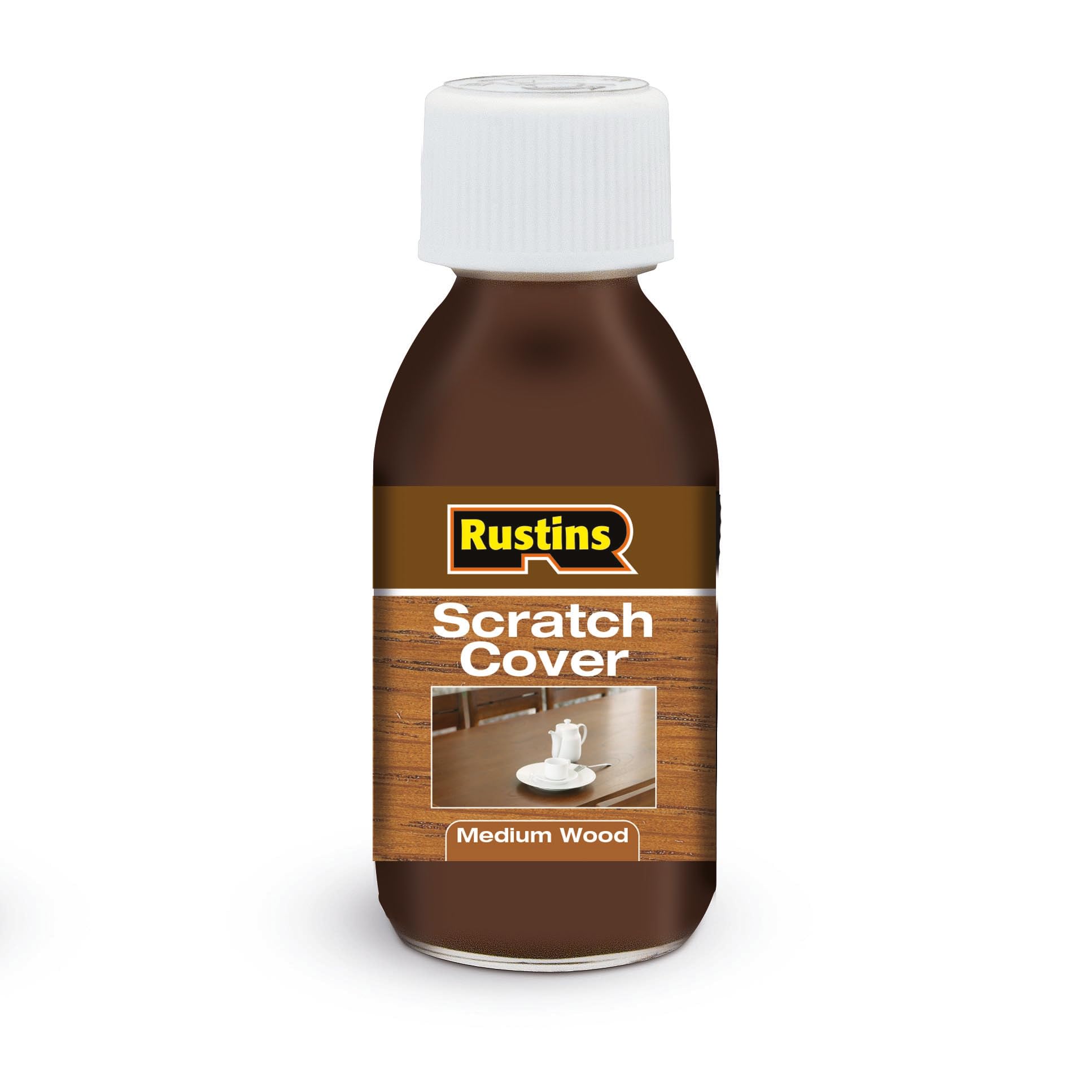 Rustins Scratch Cover Medium – Conceal Surface Scratches on Medium-Toned Wood Furniture – Easy-to-Use Liquid Polish for Restoring and Protecting Wooden Surfaces