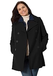 Woman Within Plus Size Wool-Blend Double-Breasted
