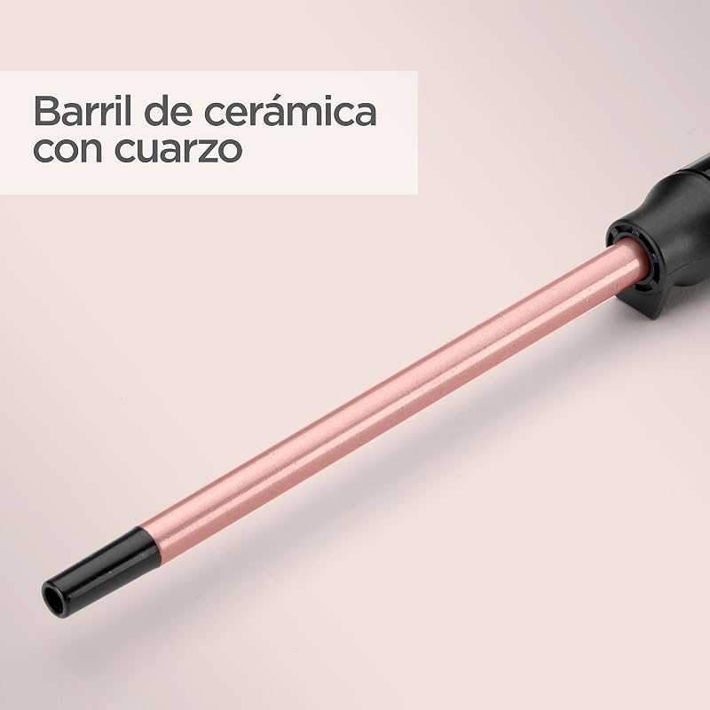 Ferro de Ondulação 10mm - Curvador de Barril Cerâmico com Quartzo, Curvador Peklo com 10 Definições de Temperatura, Caracóis Definidos, Afro, Compacto, Rosa & Preto, C449E