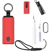for Skullcandy Method 360 ANC Case Cover,NOUKAJU Earphone Protective Cover(with Carabiner + Lanyard + Cleaning Pen) Drop-Proof,Shock-Proof,Case for Skullcandy Method 360 ANC Earbuds(Red)