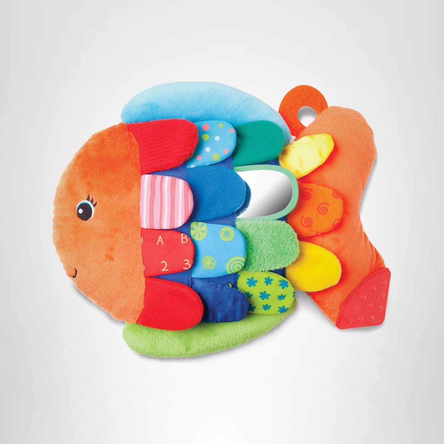 Melissa & Doug K’s Kids, Flip Fish Stuffed Animal, Soft Baby Book, Multi-Textured Squeaking & Crinkling Infant Sensory Toys for Babies with Baby Mirror, Tummy Time Toys for Infants Ages 0–9 Months