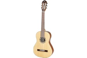 Ortega Guitars 6 String Family Series 1/2 Size Left-Handed Nylon Classical Guitar w/Bag, Spruce Top-Natural-Satin, (R121L-1/2)
