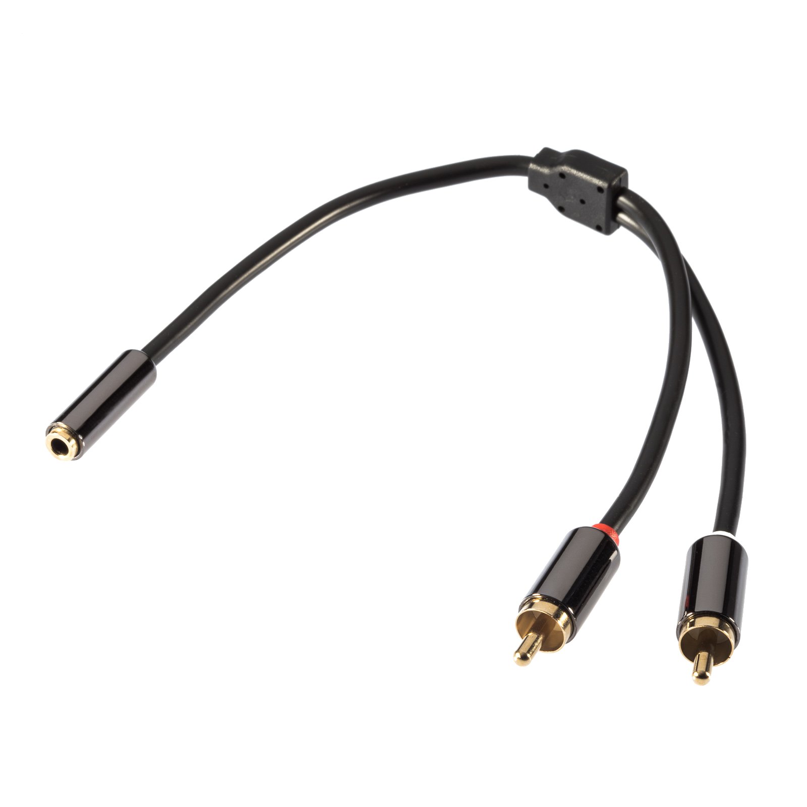 POPPSTAR premium stereo audio adapter cable (3.5mm audio socket to 2x RCA cinch connectors), gold plated contacts, 9 inch (23cm) with plugs