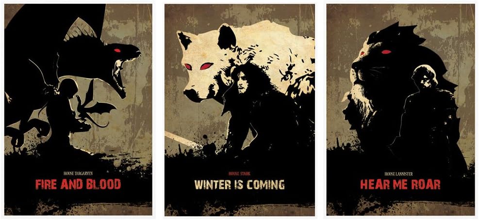 OHMYPOSTER Game of Thrones Vintage Trilogy Poster Set of 3 Posters