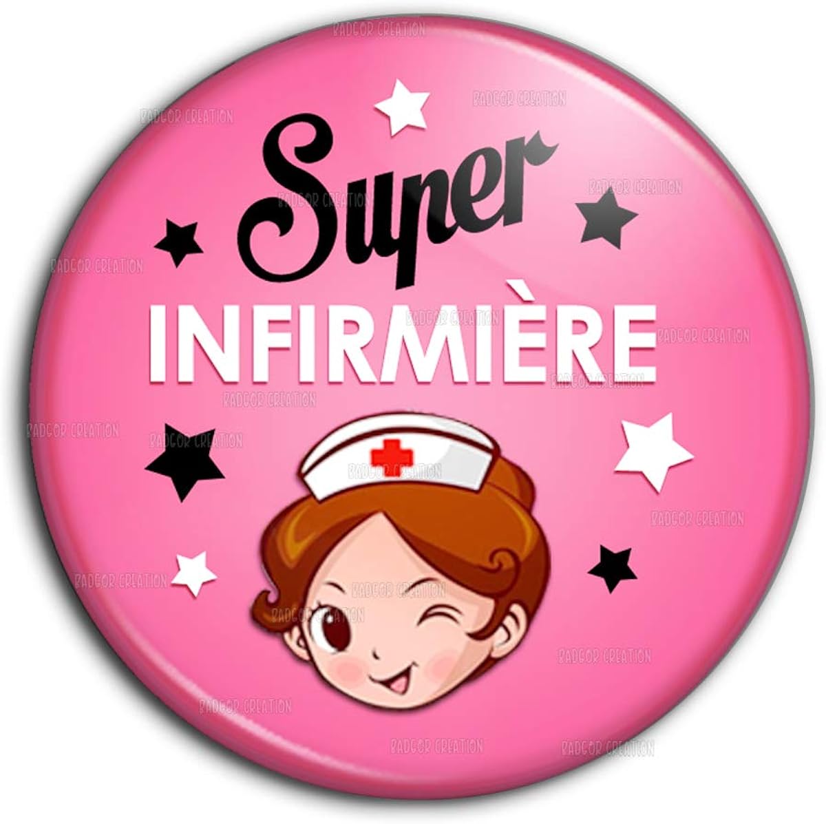 Badge 25mm Super Infirmiere Clin D œil Fond Rose Idee Cadeau Metier Sante Humour Pins Bouton Epinglette Amazon Fr Bijoux
