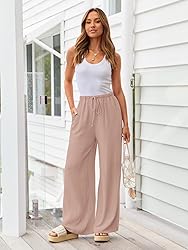LILLUSORY Women's Palazzo Pants Flowy Linen Wide