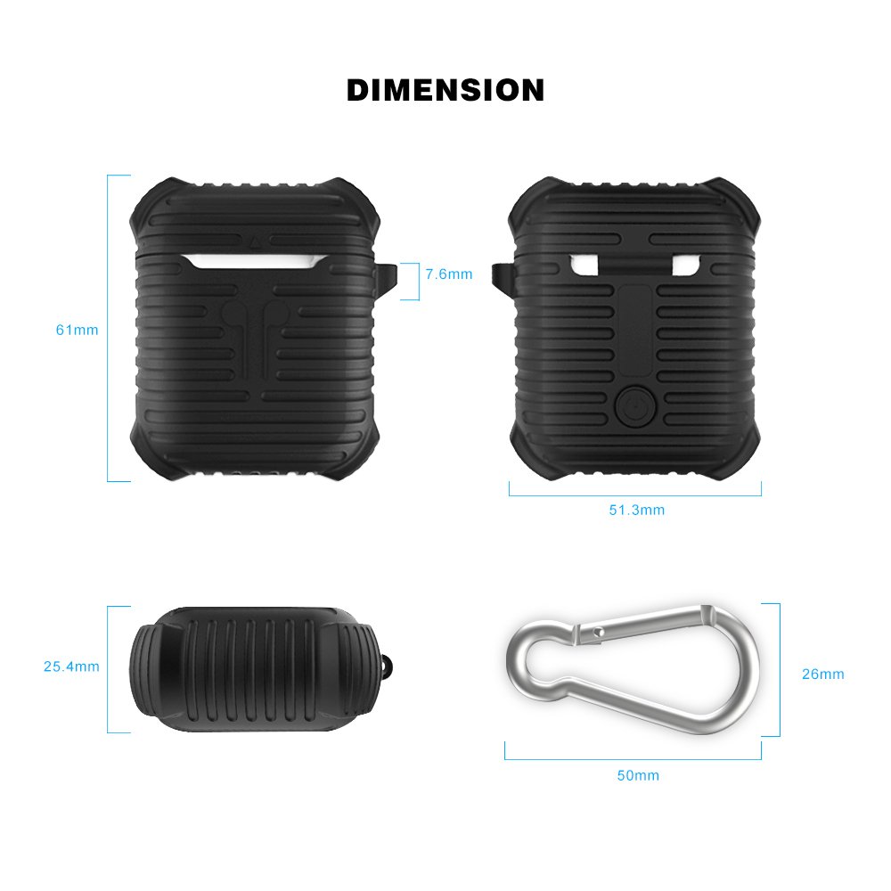 AirPods Case, MeanLove Soft Silicone Case Shock Proof Dust/Dirt Proof Protective Cover and Skin for Apple AirPods Charging Case  (Black)