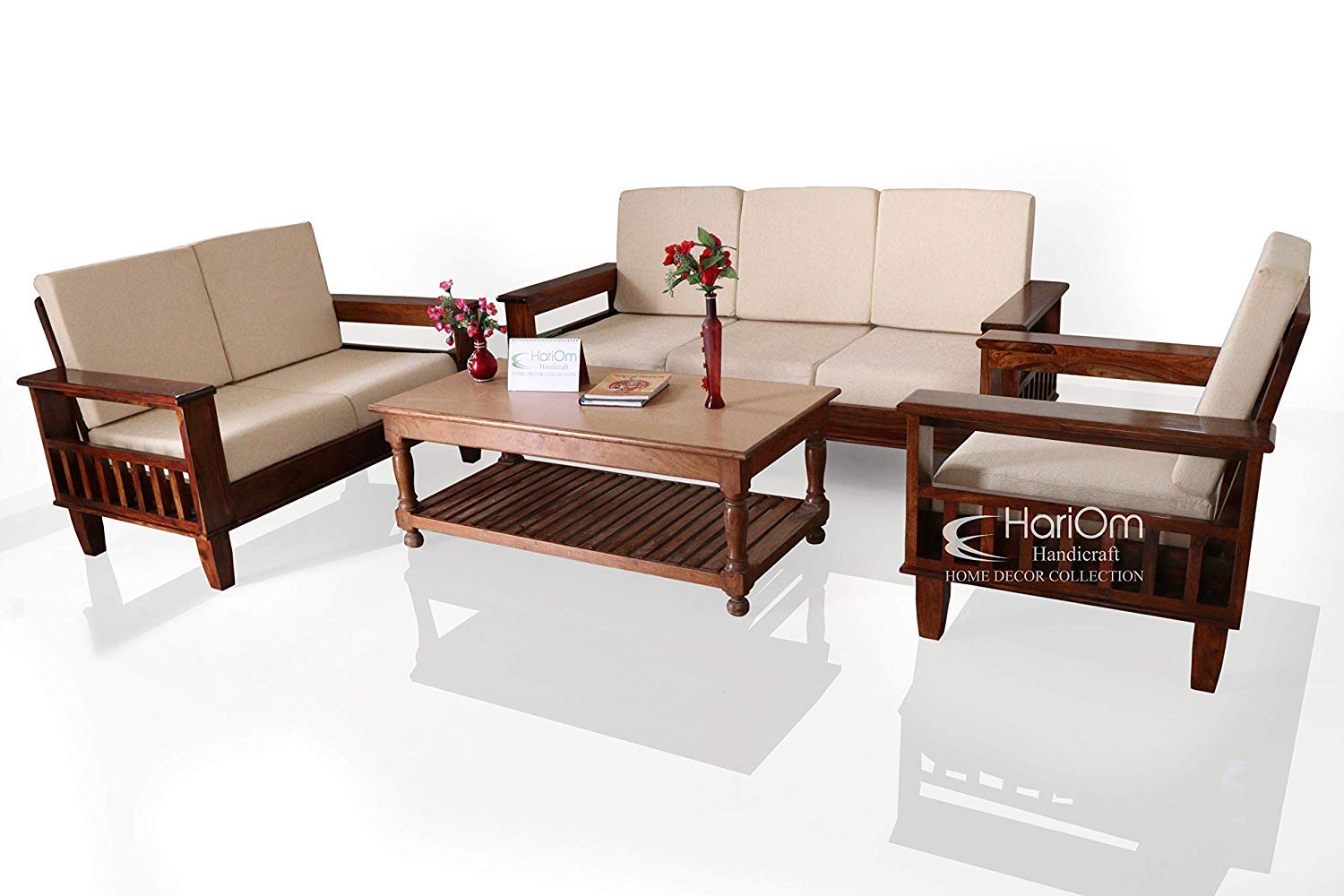 Hariom Handicraft Solid Sheesham Wood 6 Seater Sofa Set Wooden