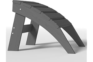 Plawdlik Folding Ottoman for Adirondack Chair–HDPE All-Weather Footrest for Outdoor Use, Garden & Poolside– Anti-Cracking, Fade-Resistant, Easy Assembly–Grey