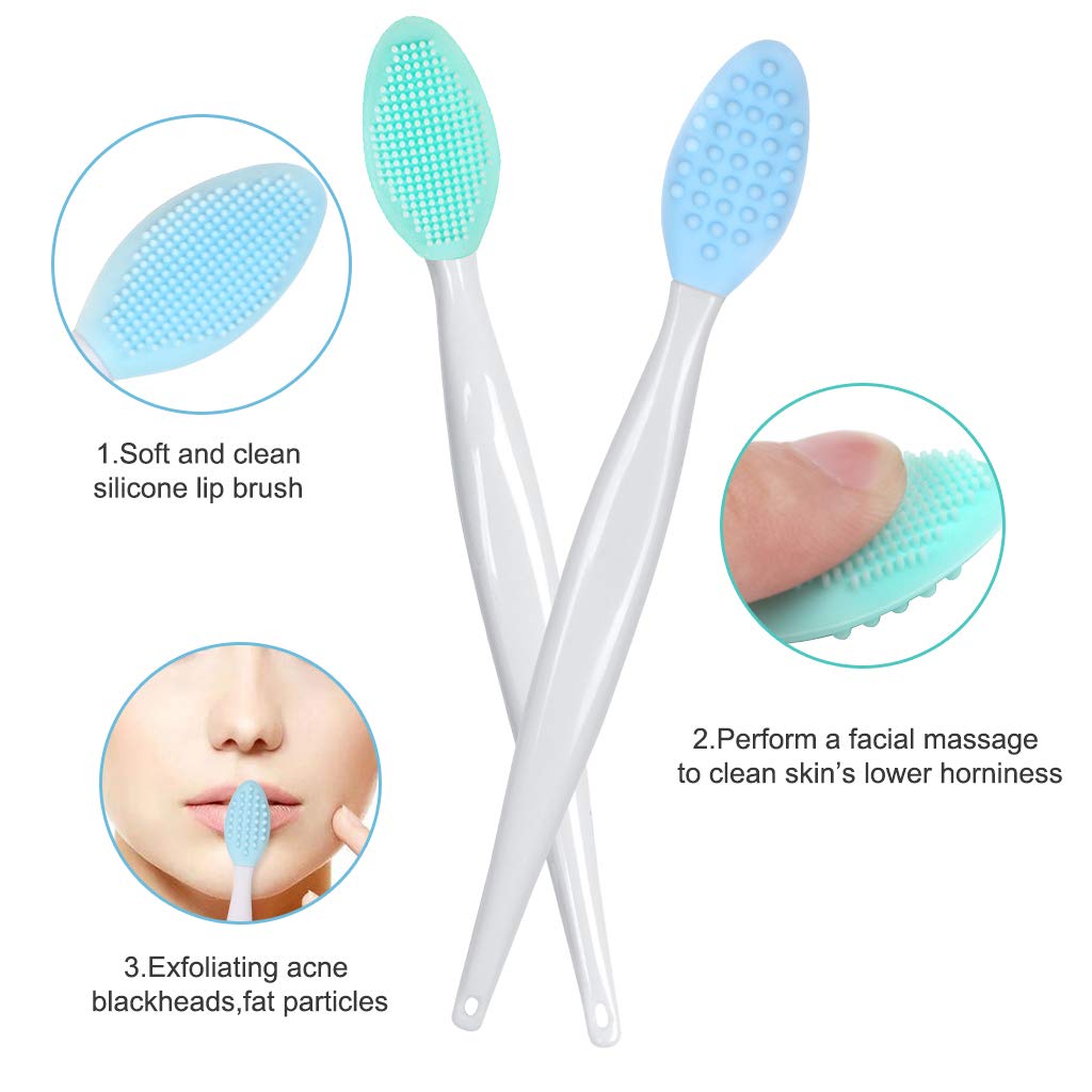 Ewinever Facial Cleansing Brush, Silicone Face Scrubber + Lip Scrubber Brush Exfoliating Brush For Sensitive Delicate Dry Skin (Set of 4PCS): Beauty