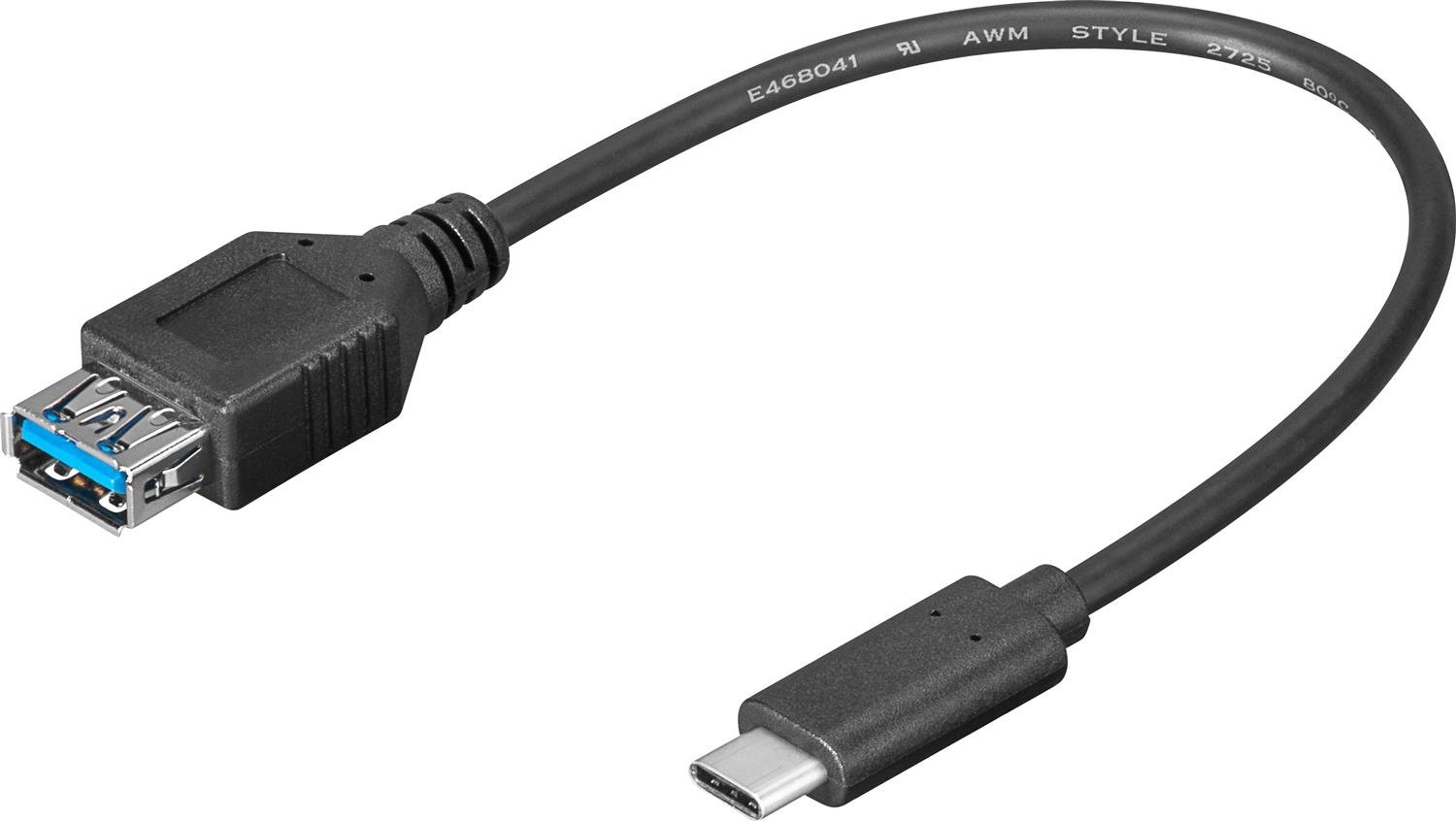 Goobay 67894 USB-C to USB A Port Cable, Black, 0.2m Length