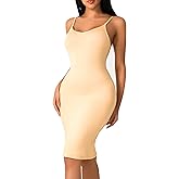 Banamic Women Full Slips Dress Basic Adjustable Spaghetti Strap V Neck Under Dress