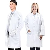 Snwquik Lab Coat for Men&Women,Doctor Costume for Adults,White Long Sleeve Unisex Science Chemistry Lab Coat