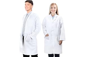 Snwquik Lab Coat for Men&Women,Doctor Costume for Adults,White Long Sleeve Unisex Science Chemistry Lab Coat