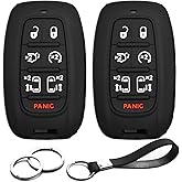 INFIPAR 2pcs Compatible with Chrysler Voyager Pacifica Smart 7 Buttons Key Fob Cover Case Key Chain Protector Keyless Remote Holder