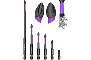 TIEEC Magnetic Screwdriver Bits - #2 Impact Phillips Bits (1"-6" Long), S2 Steel Magnetic Drill Bits, Anti-Slip Hex Shank for Drills, Screwdrivers & DIY/Professional Use