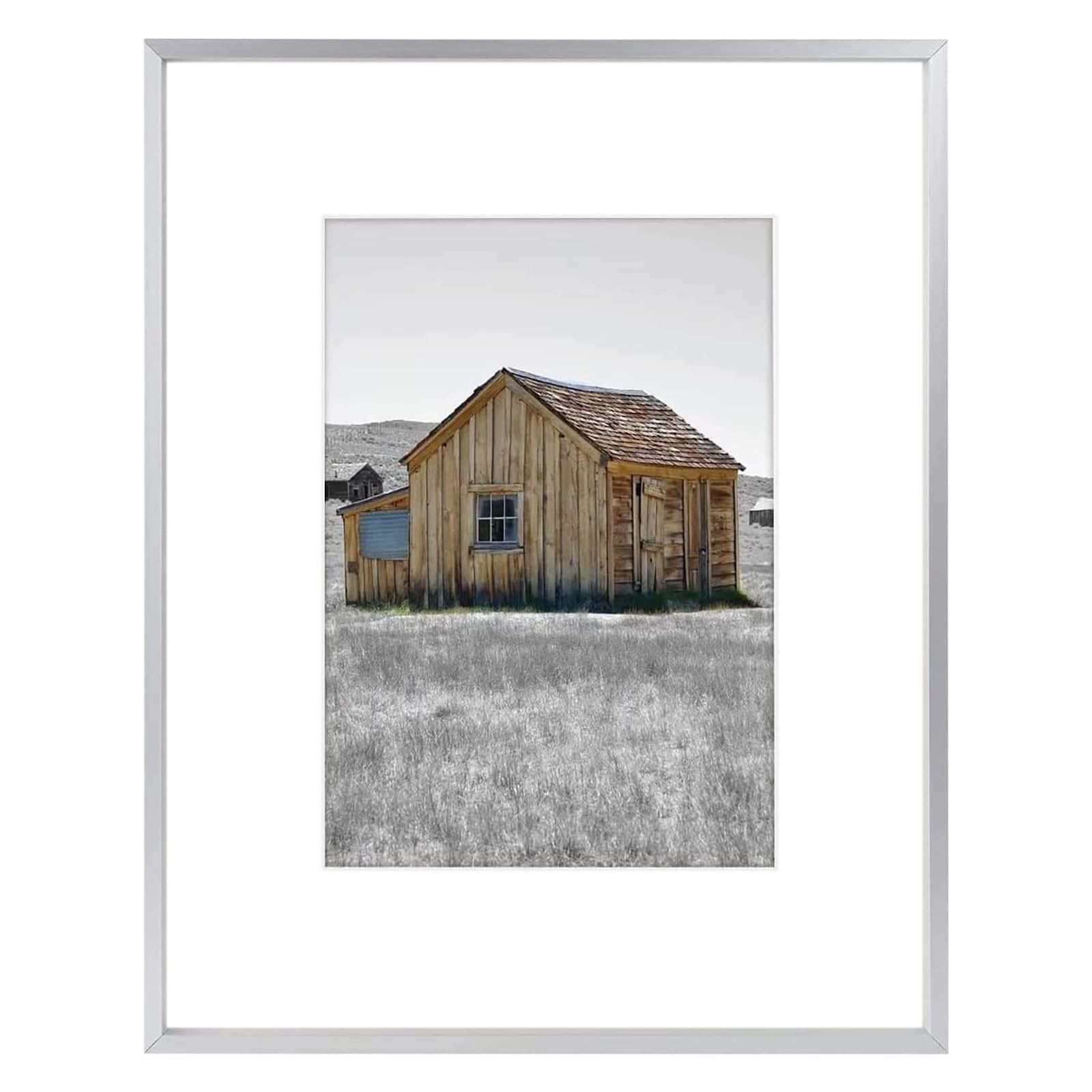 Golden State Art, 8x10 Silver Picture Frame Display Photo 5x7 with Mat or 8 x 10 Without Mat for Wall Mounting, Classic Satin Aluminum Frames with Real Glass (Pack of 1)