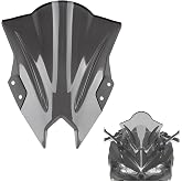 PSLER Motorcycle Windshield Windscreen for Ninja 500 2024-2026, Gray | Double bubble windshield helps deflect wind for highway and daily rides, various colors with aggressive looking design