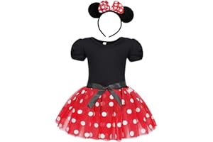 WonderBabe Toddler Girl Polka Dots Fancy Dress Up Costume Princess Christmas Birthday Party Tulle Dress with Headband
